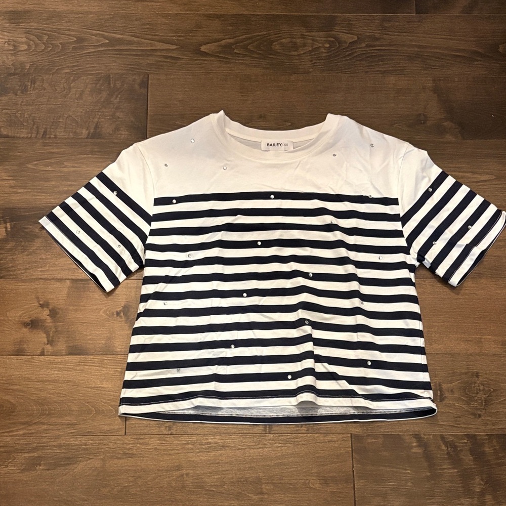 Bailey 44 Navy and White Striped Tee